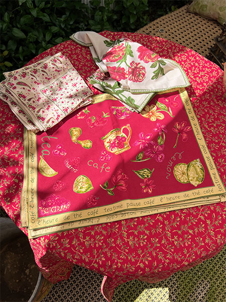 April Cornell Red Floral Tablecloth 56