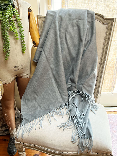 Fringe Alpaca Throw- FRENCH ZINC