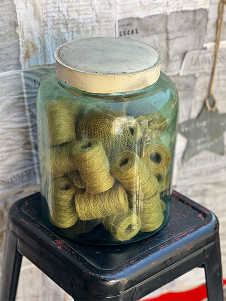 Antique Glass Jar w/Metal Lid #XXL12