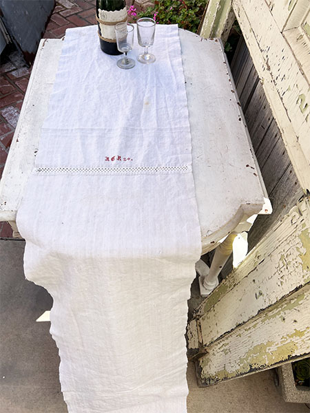 Antique Linen Runner - Red mono 15x102