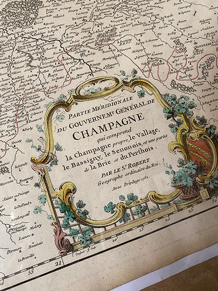 French Antique Map #ChampagneL  unframed 2
