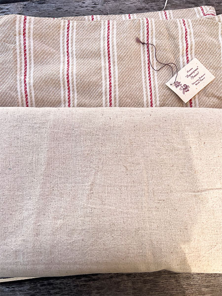 French Farmouse Linen + Ticking Tablecloth 71sq 3