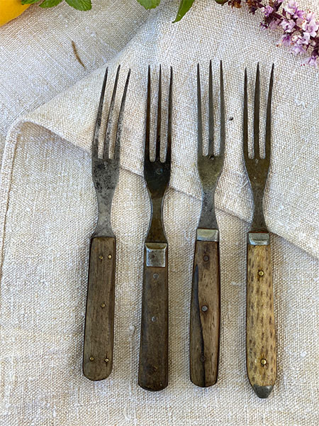 Antique Cutlery Wood Forks #set4