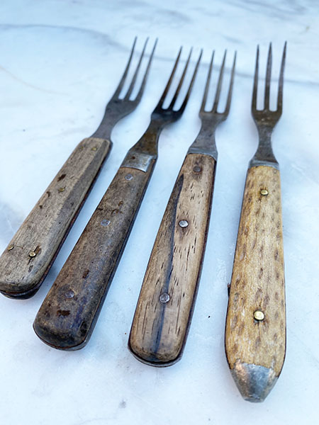 Antique Cutlery Wood Forks #set4 1