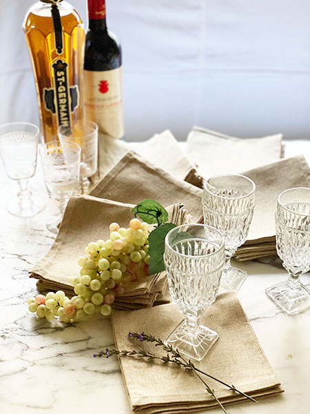 French Hemp Cocktail Napkins  #set612in