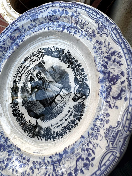 Antique French Scene Dessert Plates #LILAC5 2