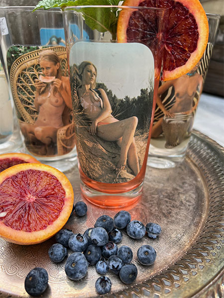 French Pin Up Ladies Highball Glasses #set5 1