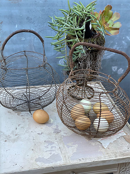 Antique French Egg Basket  1