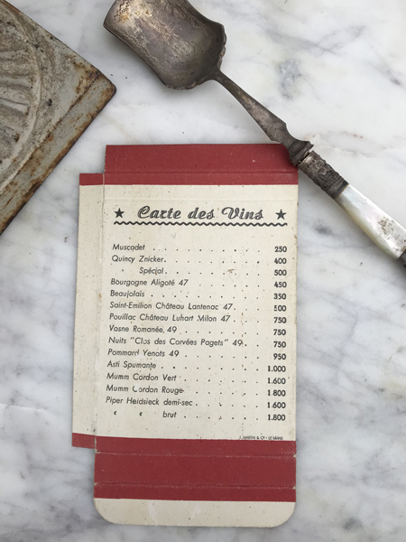 Vintage French Menu #M12