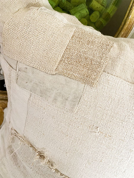 Antique Linen Patchwork Pillow 1