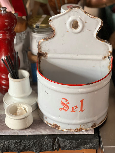 Antique French Salt Sel Bin #red