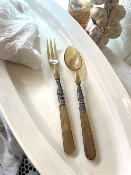 Antique French Salad Server Set #SterlingBakelitY2