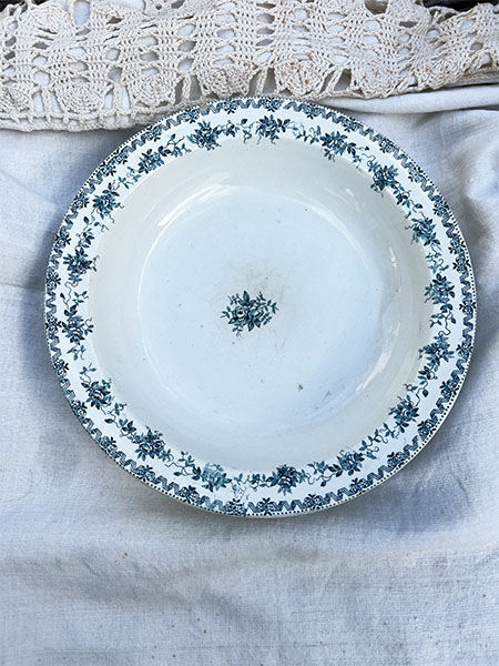 Antique French Serving Bowl #blu11