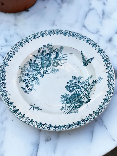 Antique French Soup Bowl #greencream
