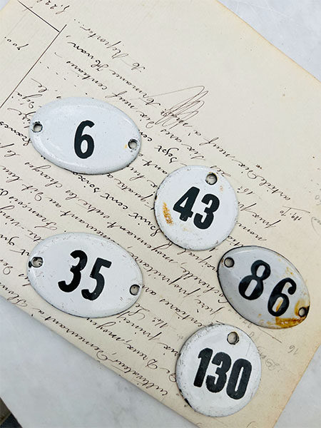 Antique Enamel Numbers - B/W Small