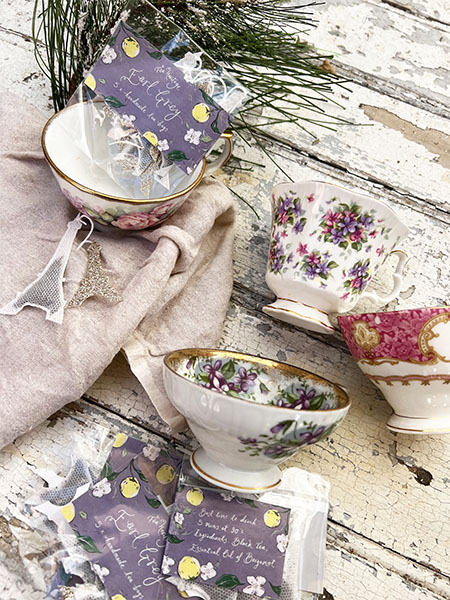 Vintage Teacups and Eiffel Tower Teabags SET FOUR 2