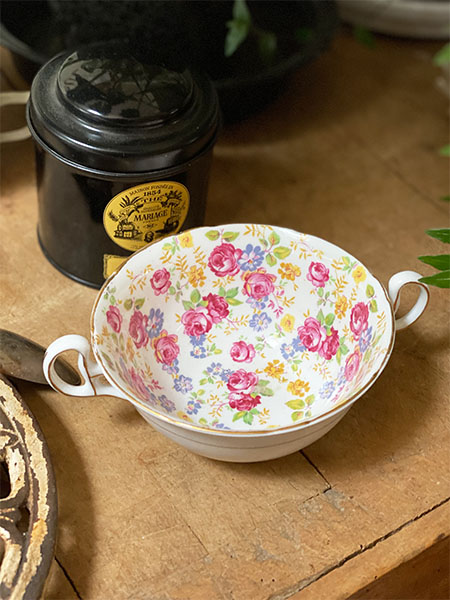 Teacup English Chintz June Roses #single