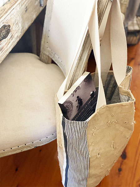 French Ticking Tote #Distressed