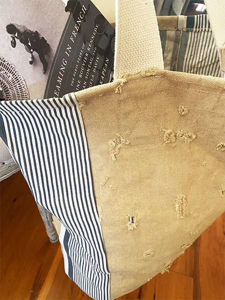 French Ticking Tote #Distressed 1
