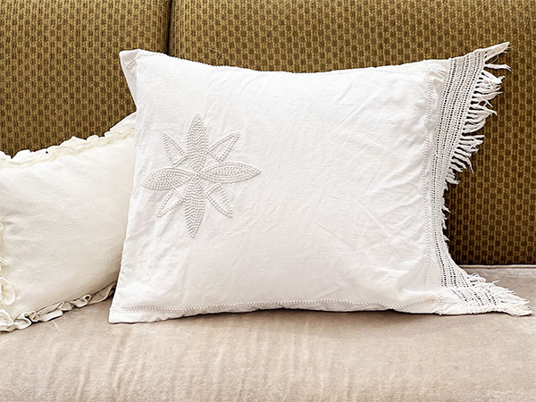 Antique Fringed Pillowcase w/insert #R1