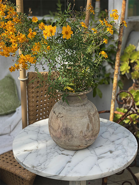 Wood Urn Vase #CREAM 1